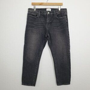 Frame Denim Womens Jeans Le Garcon Crop Laird Size 32 Black High Rise